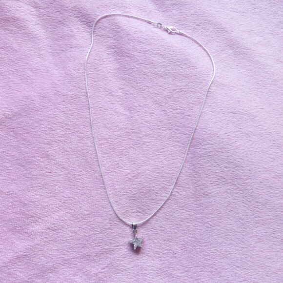 Sterling silver snake chain necklace with cubic zirconia star pendant - Picture 8 of 9